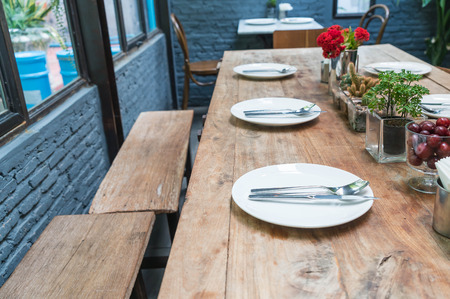table set on wooden dinning table