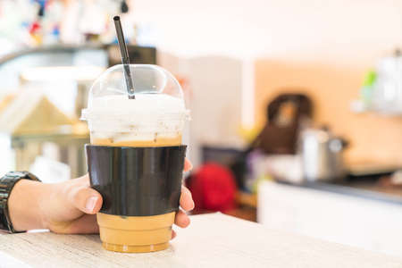 iced coffee in coffee shopの写真素材