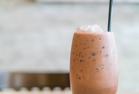 iced chocolate in cafe shopの写真素材