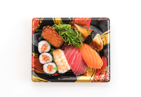 mixed sushi set - japanese food on white backgroundの写真素材