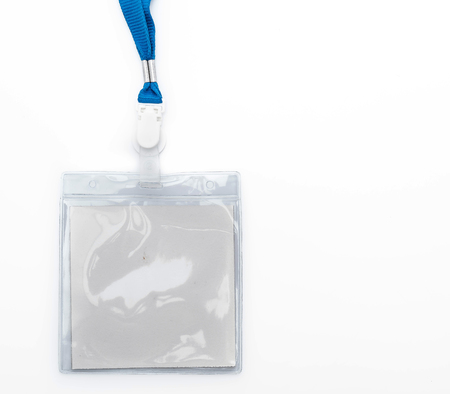 Strap employee cards on white backgroundの写真素材
