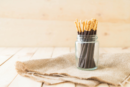 biscuit stick with chocolate flavoredの写真素材