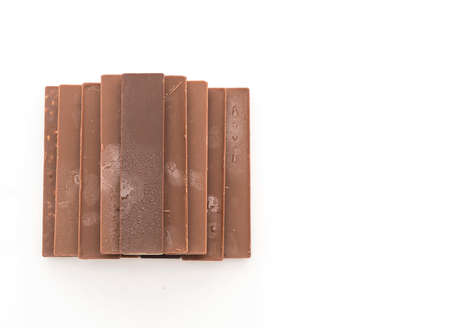 chocolate bars on white backgroundの写真素材