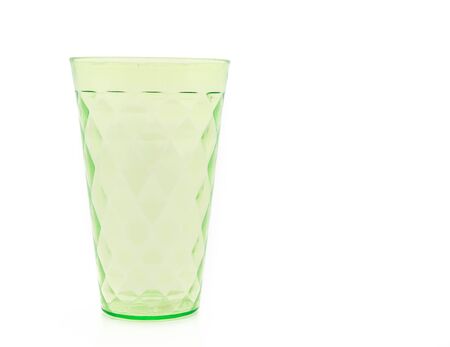 Green Plastic cup on white backgroundの写真素材