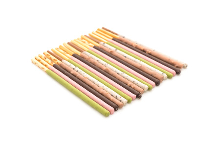 biscuit stick with mixed flavored on white background