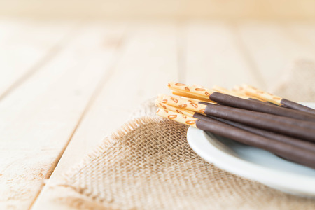 biscuit stick with chocolate flavoredの写真素材