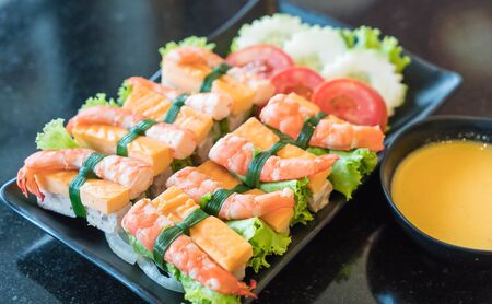 vietnam salad with shrimp and eggの写真素材