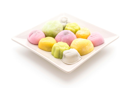 dessert mochi on white backgroundの写真素材
