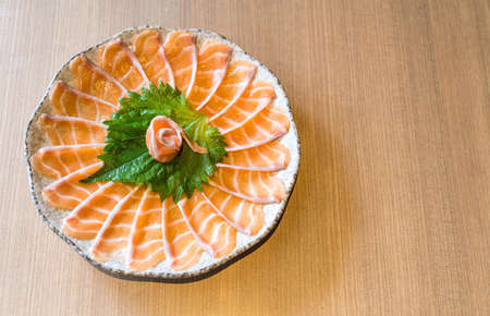 sliced salmon sashimi - japanese foodの写真素材