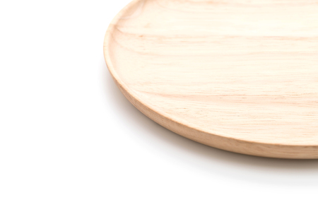 wood plate on white backgroundの写真素材