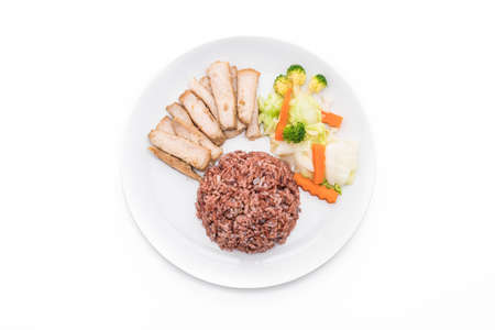 roast pork with berry rice - clean foodの写真素材