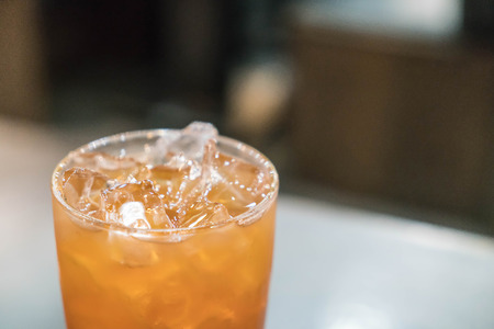iced lemon tea on the tableの写真素材