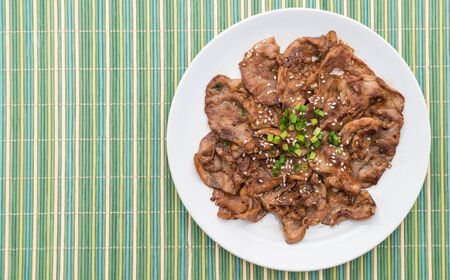 grilled pork on plate - korean styleの写真素材