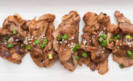 grilled pork on plate - korean styleの写真素材