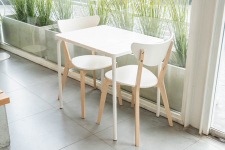 empty wood chair in restaurant