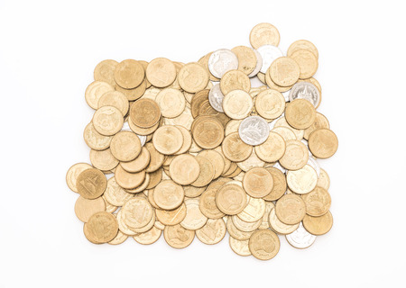 Close up and selective focus point on coin textures