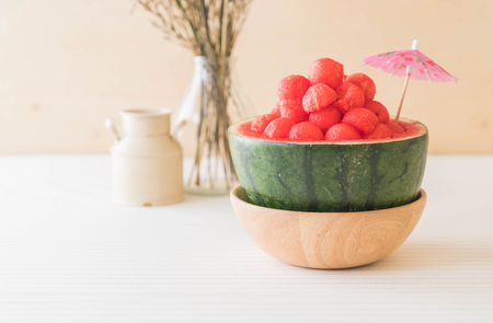 fresh watermelon on the tableの写真素材