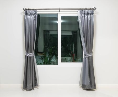 empty room with window and curtainsの写真素材