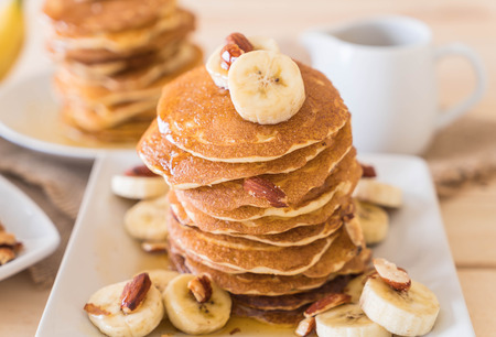 almond banana pancake with honey