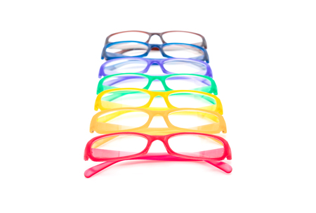 eyeglasses, spectacles or glasses on white backgroundの写真素材