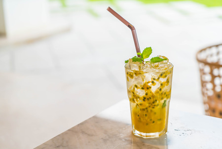 passion fruit with soda mintの写真素材