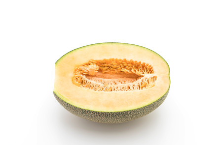 cantaloupe melon on white backgroundの写真素材