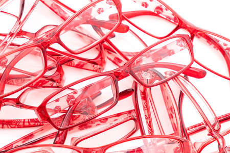 eyeglasses, spectacles or glasses on white backgroundの写真素材
