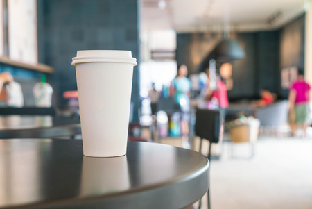 hot coffee cup in coffee shopの写真素材