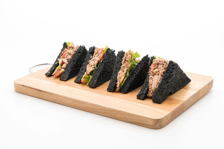 tuna charcoal  sandwich on white backgroundの写真素材