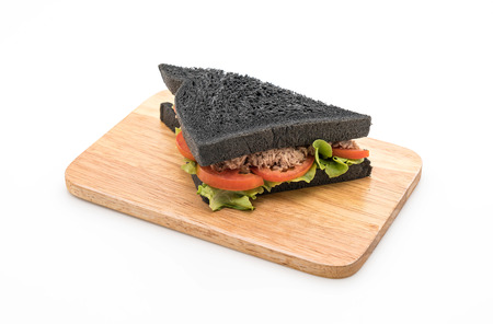 tuna charcoal  sandwich on white backgroundの写真素材