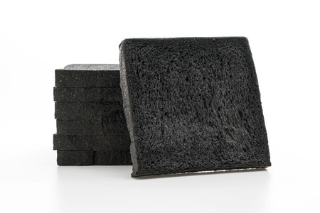charcoal bread on white background