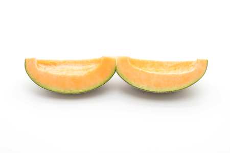 cantaloupe melon on white backgroundの写真素材