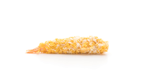 batter-fried prawns on white backgroundの写真素材
