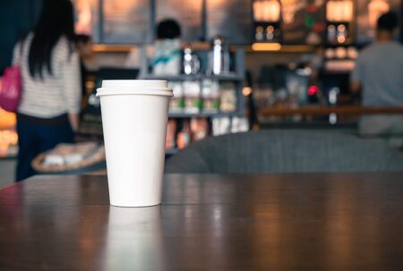 hot coffee cup in coffee shop - vintage effect filterの写真素材