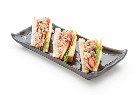 tuna sandwich on white backgroundの写真素材