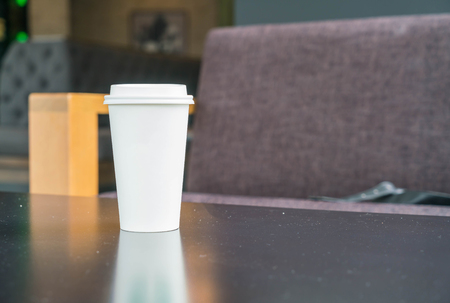 hot coffee cup in coffee shopの写真素材