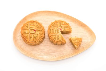 fresh moon cake on white background