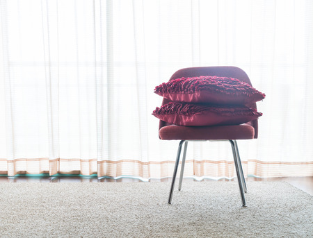Beautiful luxury pillow on sofa decoration in livingroom interior for background - Vintage Filterの写真素材