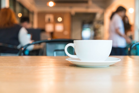 hot caramel macchiato in coffee shopの写真素材