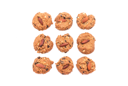 almond cookies on white backgroundの写真素材