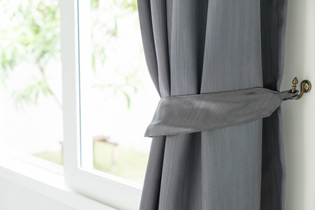 Curtain interior decoration in living room with sunlight
