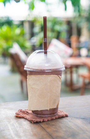 chocolate frappe in the cafeの写真素材