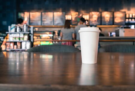 hot coffee cup in coffee shop - vintage effect filterの写真素材