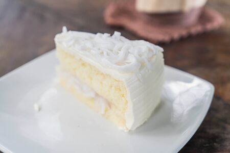 coconut cake on white plate