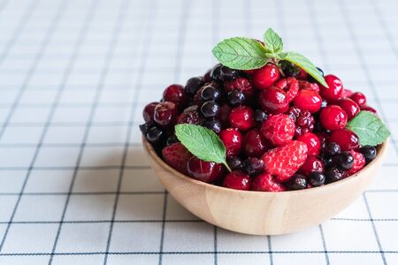 frozen mixed berry on the tableの写真素材