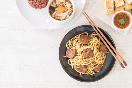 stir-fried noodle with fried tofu - vegan foodの写真素材