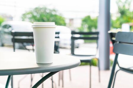 hot coffee cup in coffee shopの写真素材