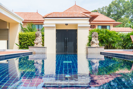beautiful swimming pool in tropical resort