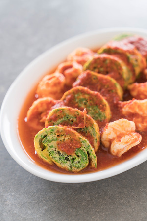 Accacia Leave Omelet and Shrimp in Tamarind Flavor Soupの写真素材