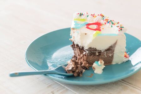 happy birthday ice-cream cake on table